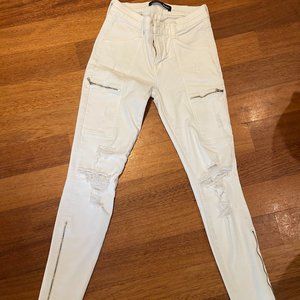 J Brand Ripped White Mid Rise Jeans 27